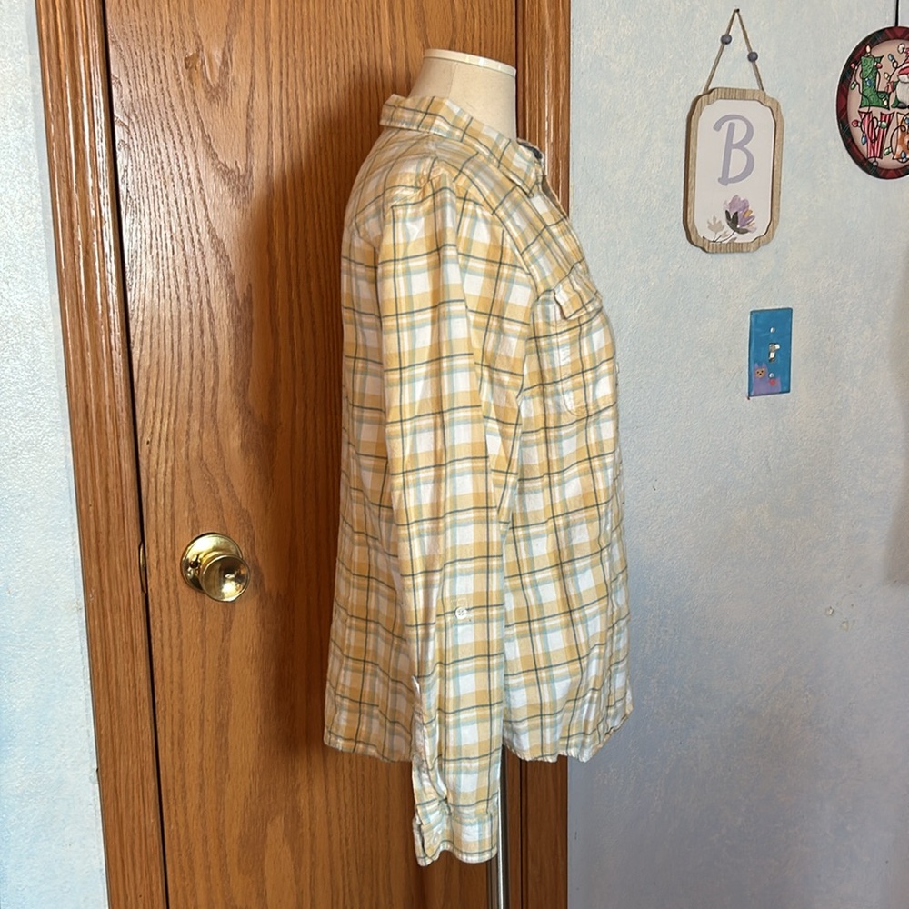 L.L. Bean Yellow Plaid Shirt- Women’s Size Medium - Picture 2 of 6